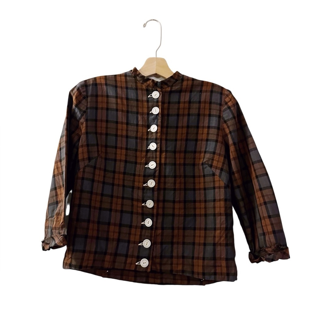 Vintage 1950s The Original Marie Phillips Plaid Button Up Shirt Blouse
